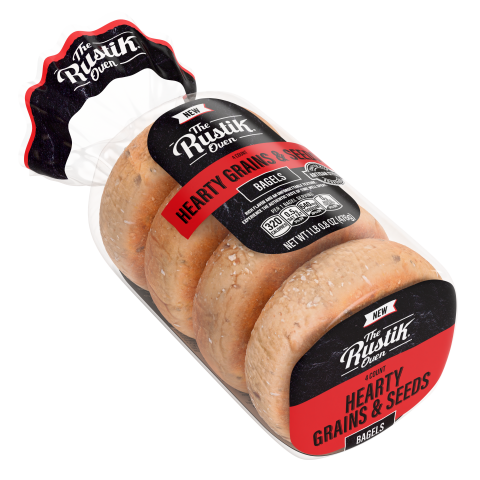 The Rustik Oven Hearty Grains &amp; Seeds Bagels, 4 Count